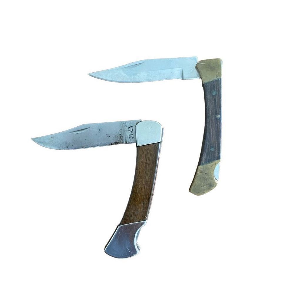 Vintage Knife Set Sears 95077 and Unbranded Lockback Hunting Knives